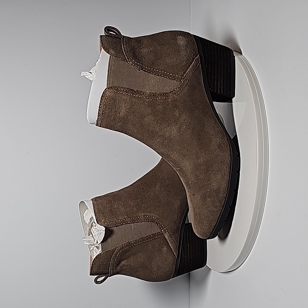 Blondo Victory Booties Ankle Boots Waterproof Suede Block Heel Zipper Brown 7.5 - Picture 12 of 15